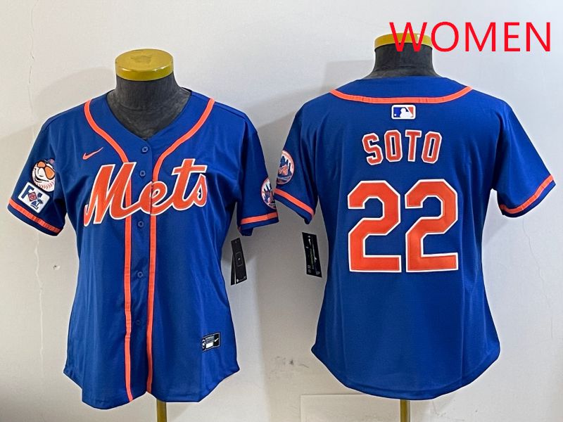 Women New York Mets #22 Soto Blue Game Fashion 2025 Nike MLB Jersey style 1